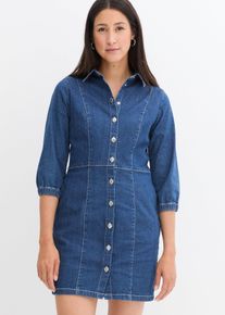 Robe en jean manches 3/4 - bleu - taille 38 avec coton - bonprix