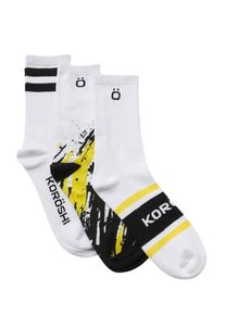 KOROSHI Socken Herren gelb / schwarz / weiß Größe 42.5/47