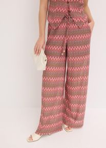 bonprix Mujer, Pantalón ancho de punto con aspecto de ganchillo, rosa, 40/42