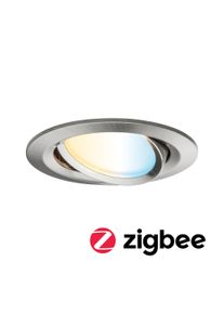 Paulmann LED-indbygningsarmatur Smart Home Zigbee 3.0 Nova Plus Coin svingbar rund 84mm 50° Coin 6W 470lm 230V dæmpbar Tunable White Jern børstet