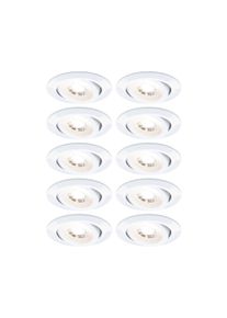 Paulmann LED-indbygningsarmatur Sæt med 10 styk svingbar rund 82mm 70° 10x4,8W 10x450lm 230V 3000K Hvid