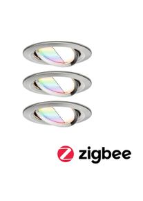 Paulmann LED Recessed luminaire Smart Home Zigbee 3.0 Nova Plus Coin Basic Set Swivelling round 84mm 50° Coin 3x5,2W 3x400lm 230V dimmable RGBW+