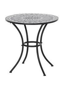siena GARDEN Gartentisch , Schwarz , Metall, Keramik , rund , 60x71x60 cm , wetterbeständig , Gartenmöbel, Gartentische
