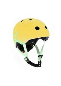 Scoot and Ride Kinderhelm , Gelb , Kunststoff, Textil , Gr. Xxs-S , RoHS , Magnetverschluss, mit LED-Licht, Kinnpolster , Freizeit & Co, Sport & Fitness, Fahrräder, Kinderhelme