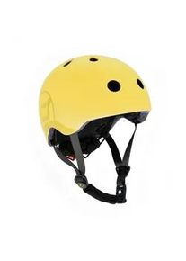 Scoot and Ride Kinderhelm , Gelb , Kunststoff, Textil , Gr. S-M , RoHS , Magnetverschluss, mit LED-Licht, Kinnpolster , Freizeit & Co, Sport & Fitness, Fahrräder, Kinderhelme