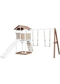 AXI Ambia Garden Spielturm , Braun, Weiß , Holz, Kunststoff , 356.6x241.9x349 cm , EN 71, CE, FSC 100% , Freizeit & Co, Gartenspielzeug, Spieltürme
