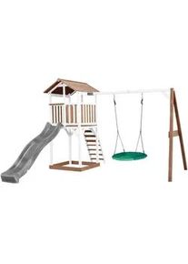 AXI Ambia Garden Spielturm , Braun, Grau, Grün, Weiß , Holz, Kunststoff , 356.6x241.9x349 cm , EN 71, CE, FSC 100% , Freizeit & Co, Gartenspielzeug, Spieltürme