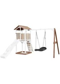 AXI Ambia Garden Spielturm , Braun, Schwarz, Weiß , Holz, Kunststoff , 356.6x241.9x349 cm , EN 71, CE, FSC 100% , Freizeit & Co, Gartenspielzeug, Spieltürme
