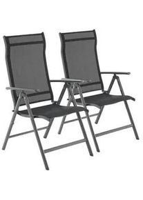 Modante Gartenklappsessel-Set , Schwarz , Metall, Textil , 70x106x56 cm , klappbar , Gartenmöbel, Gartensessel, Gartenklappstühle