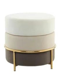Kayoom Hocker , Creme, Goldfarben , Metall, Textil, Holzwerkstoff , rund , 48.5x46x48.5 cm , Wohnzimmer, Sessel, Hocker, Sitzhocker
