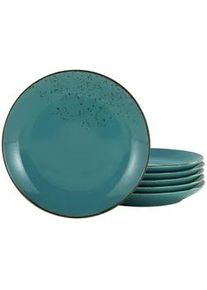 Creatable Desserttellerset , Türkis , Keramik , 6-teilig , rund , Geschirr, Teller, Teller-Sets