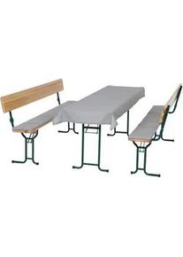Gardenson Biertischgarnitur , Hellgrau , Textil , 3-teilig , 90x2x240 cm , Gartenmöbel, Gartengarnituren, Gartenmöbel-Sets