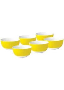Van Well Müslischalenset , Gelb, Weiß , Keramik , 6-teilig , rund , 6 cm , Geschirr, Schalen & Schüsseln, Müslischalen