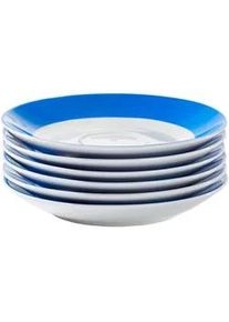 Van Well Untertassenset , Blau, Weiß , Keramik , 6-teilig , rund , Geschirr, Tassen, Untertassen