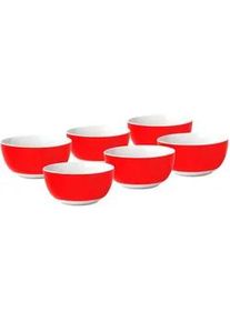 Van Well Müslischalenset , Rot, Weiß , Keramik , 6-teilig , rund , 6 cm , Geschirr, Schalen & Schüsseln, Müslischalen