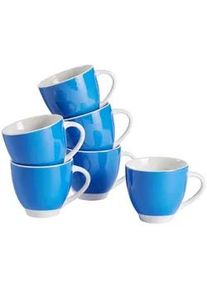 Van Well Tassenset , Blau, Weiß , Keramik , 6-teilig , 200 ml , Geschirr, Tassen, Tassen Sets