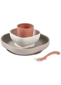 Beaba Essset , Weiß, Terracotta, Cappuccino , Kunststoff , 4-teilig , 18.3x18.3x3.8 cm , Füttern, Kindergeschirr & Kinderbesteck