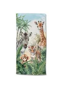 Xxxl Strandtuch , Grün, Multicolor, Hellblau , Textil , Tier , 75x150 cm , Oeko-Tex® Standard 100 , saugfähig, schnelltrocknend , Heimtextilien, Badtextilien, Strandtücher
