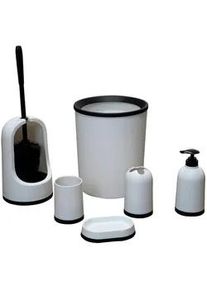 Sadena Bad-Accessoire-Set , Schwarz, Weiß , Kunststoff , 6-teilig , 3 l , Seifenspender mit Kunststoffpumpe , Badaccessoires, Seifenspender