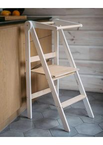 Torre montessoriana pieghevole e regolabile per bambini, bianco