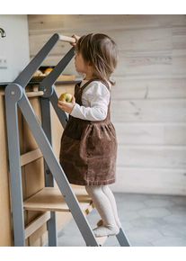 Torre montessoriana pieghevole e regolabile per bambini, grigio