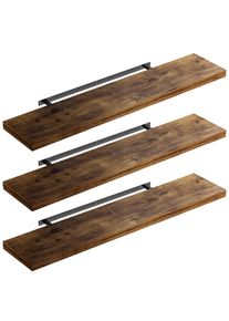 Casaria Wandplank Zwevend 3 Stuks Donkere Eik MDF 110x23x3,8cm