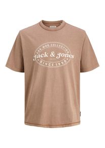 Jack & Jones JACK & JONES Koszulka 'JJEDover' dla mężczyzn jasnobrązowy / offwhite Rozmiar L