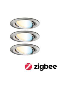 Paulmann LED Recessed luminaire Smart Home Zigbee 3.0 Nova Plus Coin Basic Set Swivelling round 84mm 50° Coin 3x6W 3x470lm 230V dimmable Tunable White