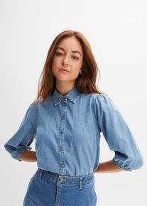 Camicia di jeans con maniche a sbuffo in cotone biologico - Blu - Taglia 42 - bonprix