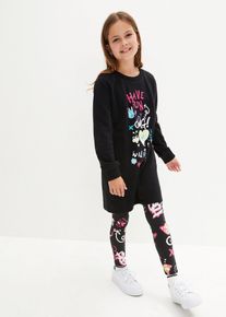 Abito in felpa di puro cotone biologico - Nero - Taglia 128/134 - bonprix