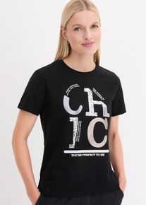 T-shirt con stampa glitterata - Nero - Taglia 54/56 (XL) - bonprix