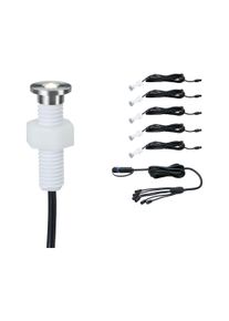 Paulmann Plug & Shine LED Recessed floor luminaire MicroPen II Expansion Set IP67 3000K 5x0,2W Silver