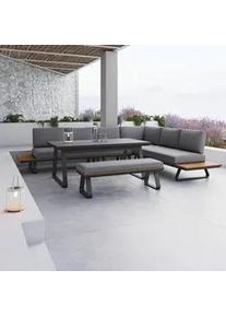 Dining-Loungeset Emmy Dunkelgr Metall/Outdoorstoff