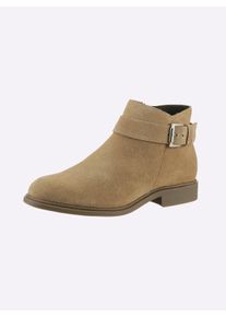 Heine Dames Kort laarsje in beige ,maat 40, Witt, 100% Runderleer