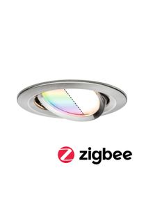 Paulmann LED-indbygningsarmatur Smart Home Zigbee 3.0 Nova Plus Coin svingbar rund 84mm 50° Coin 5,2W 400lm 230V dæmpbar RGBW+ Jern børstet