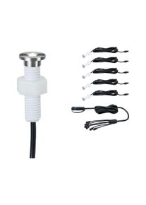 Paulmann Plug & Shine LED-gulvindbygningsarmatur MicroPen II Udvidelsessæt IP67 3000K 5x0,2W Sølv