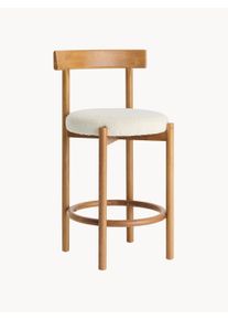 Ellos Home Krzesło barowe Bouclé Merianda Beżowy, Biały Bouclé, Drewno S 49 x W 93 cm