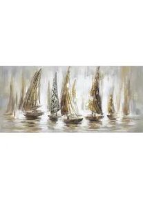 Monee Ölgemälde , Braun, Weiß, Beige , Holz, Textil , Kiefer , vollmassiv , rechteckig , 150x70 cm , handgemalt, Keilrahmen , Bilder & Rahmen, Bilder, Ölbilder