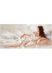 Monee Ölgemälde , Braun, Grau, Weiß , Holz, Kunststoff, Textil, Papier , Kiefer , vollmassiv , rechteckig , 150x70 cm , handgemalt, Keilrahmen , Bilder & Rahmen, Bilder, Ölbilder