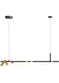 Maytoni Pendelleuchte , Schwarz, Goldfarben , Metall, Kunststoff , A , 18x150x140 cm , Ce , drehbar, höhenverstellbar, schwenkbar, verstellbare Spotlights, beliebig kürzbar, gleichmäßige Lichtverteilung , Lampen & Leuchten, Innenbeleuchtung, Hängeleuchten, Pendelleuchten