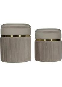 Kayoom Hockerset , Taupe, Goldfarben , Metall, Textil , 2-teilig , rund , 31.5x36x38 cm , Stauraum , Wohnzimmer, Sessel, Hocker & Hockerbänke, Sitzhocker