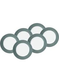Van Well Speisetellerset , Grau, Weiß , Keramik , 6-teilig , rund , Geschirr, Teller, Speiseteller