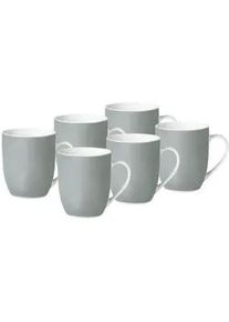 Van Well Kaffeebecherset , Grau, Weiß , Keramik , 6-teilig , 300 ml , 11x10x8 cm , Geschirr, Tassen, Kaffeebecher