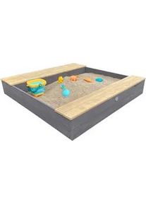 AXI Ambia Garden Sandkasten , Braun, Grau , Holz , Hemlocktanne , 117x18.7x119 cm , unisex , EN 71, CE, FSC 100% , hoher Rand, mit Holzschutz vorbehandelt , Freizeit & Co, Gartenspielzeug, Sandkästen