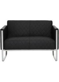 hjh OFFICE Mid.you 2-Sitzer-Sofa , Schwarz, Hellgrau , Textil , 111x78x71 cm , Rücken echt , Wohnzimmer, Sofas & Couches, Sofas, Textilsofas