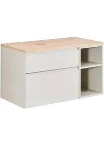 Welnova Waschbeckenunterschrank , Greige , Holzwerkstoff , 2 Schubladen , 90x51x47 cm , FSC Mix , hängend , Badezimmer, Badmöbel, Waschbeckenunterschränke