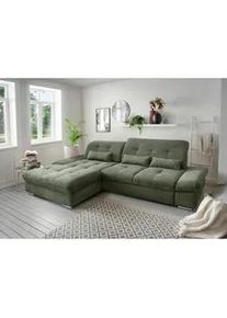 Livetastic Ecksofa , Dunkelgrün , Textil , Uni , Füllung: Schaumstoff , Ottomane links, L-Form , 300x196 cm , Made in Eu , Liegefunktion, seitenverkehrt erhältlich, Schlafen auf Sitzhöhe, Rücken echt, Armteil links, Armteil rechts , Wohnzimmer, Sofas & Couches, Wohnlandschaften, Ecksofas mit Schlaffunktion
