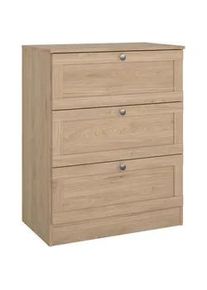 Mid.you Kommode , Eichefarben , Metall , Holzoptik , 3 Schubladen , 70.2x88.95x41.5 cm , FSC Mix, Made in Denmark , Typenauswahl , Kleinmöbel, Kommoden, Kommoden