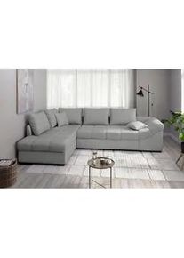 Mid.you Eckschlafsofa , Silberfarben , Textil , Buche , Füllung: Schaumstoff,Schaumstoff , 298x202 cm , Made in Eu , Liegefunktion, Rücken echt, Armteil rechts , Wohnzimmer, Sofas & Couches, Schlafsofas, Sonstige Schlafsofas