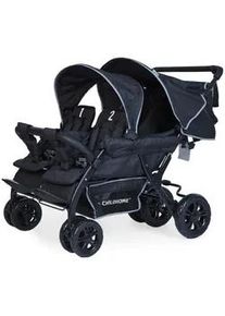 Childhome Geschwisterwagen , Schwarz , Kunststoff , 130x85x108 cm , Feststellbremse, kugelgelagerte Räder, Verdeckung abnehmbar, 5-Punkte-Gurt, Griff in Lederoptik, Reflektorstreifen, abnehmbarer Schutzbügel , Baby on Tour, Kinderwagen, Geschwisterwagen & Zwillingskinderwagen